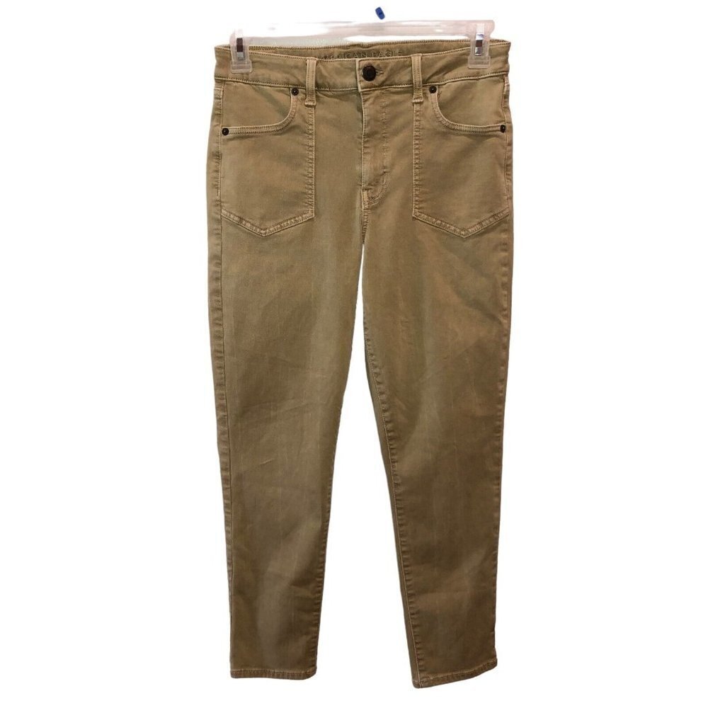 American Eagle Outfitters Womens Medium Tan High Rise Crop Jean Jegging Sz M